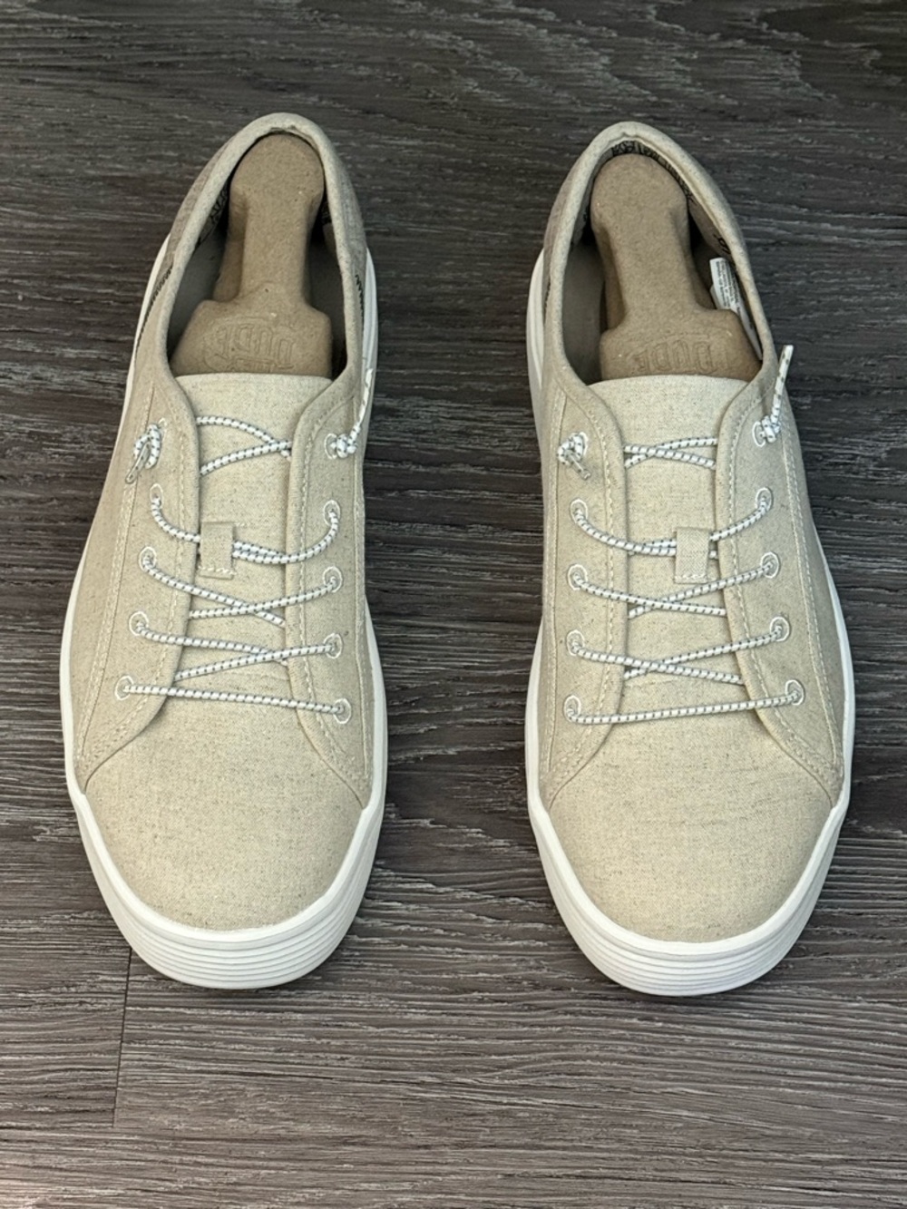 Hey Dude White and Brown Logo Shoe Bag